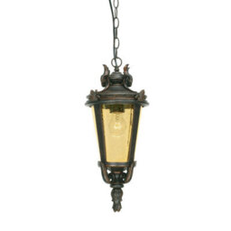Weathered Bronze Ip23 Chain Lantern Light With E27 Led Bulb - Perfect For Outdoor Spaces