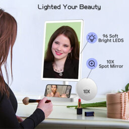 Fascinate Large Lighted Makeup Vanity Mirror With 96 Led Lights,white - thumbnail 7