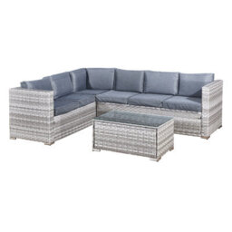 OSeasons Acorn Rattan 6 Seat Corner Sofa Set In Dove Grey - thumbnail 2