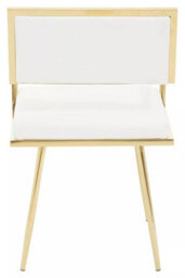 Orsina Ivory Leather Effect Dining Chair, Cut-Out Back Gold Finish Accent Chair, Velvet Upholstery Dining Chair - thumbnail 4