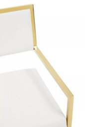 Orsina Ivory Leather Effect Dining Chair, Cut-Out Back Gold Finish Accent Chair, Velvet Upholstery Dining Chair - thumbnail 5