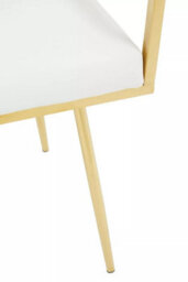 Orsina Ivory Leather Effect Dining Chair, Cut-Out Back Gold Finish Accent Chair, Velvet Upholstery Dining Chair - thumbnail 6
