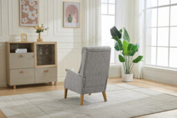 Quinton Fireside Chair In Stone Fabric - thumbnail 3
