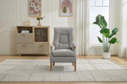 Quinton Fireside Chair In Stone Fabric - thumbnail 2