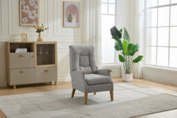 Quinton Fireside Chair In Stone Fabric