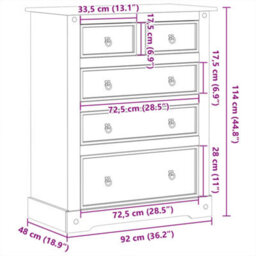 Walplus Chest Of Drawers Corona 92X48X114 Cm Solid Wood Pine - thumbnail 9
