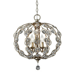 Elegant 3 Bulb Chandelier Pendant Light In Burnished Silver With Led E14 Bulbs