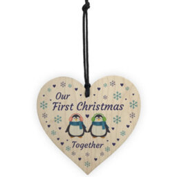 Red Ocean Our First 1St Christmas Together Wooden Bauble Heart Christmas Tree Gift For Couple - thumbnail 5