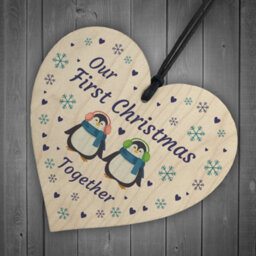 Red Ocean Our First 1St Christmas Together Wooden Bauble Heart Christmas Tree Gift For Couple - thumbnail 6