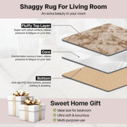 Ameha Round Rugs Living Room 120X120 Cm Fluffy Shaggy Tye Dye Beige Area Rugs For Bedroom Modern Super Soft Floor Carpets Bedside Rug - thumbnail 8