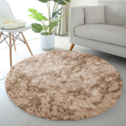 Ameha Round Rugs Living Room 120X120 Cm Fluffy Shaggy Tye Dye Beige Area Rugs For Bedroom Modern Super Soft Floor Carpets Bedside Rug - thumbnail 2