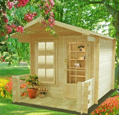 Shire Maulden With Veranda Log Cabin Home Office Garden Room Approx 8 X 8 Feet - image 1