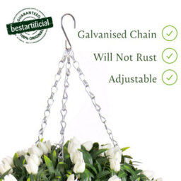 Pair Of Best Artificial 38Cm White Lush Tulip Hanging Basket Flower Topiary Ball - Weather & Fade Resistant - thumbnail 3