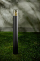 CGC Lighting Cgc Dark Grey Anthracite Outdoor 0.8M Post Bollard Light Smoked Diffuser Modern Garden Patio Outside Driveway Path Terrace E27 - thumbnail 4
