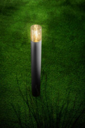 CGC Lighting Cgc Dark Grey Anthracite Outdoor 0.8M Post Bollard Light Smoked Diffuser Modern Garden Patio Outside Driveway Path Terrace E27 - thumbnail 3