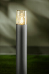 CGC Lighting Cgc Dark Grey Anthracite Outdoor 0.8M Post Bollard Light Smoked Diffuser Modern Garden Patio Outside Driveway Path Terrace E27 - thumbnail 2