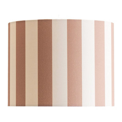 Valuelights Callie Colour Clash Natural And Brown Stripe Small Fabric Drum Lamp Shade (D)26Cm - image 1