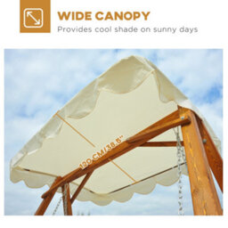 Outsunny 2 Seater Garden Swing Seat With Canopy, Cream White - thumbnail 4