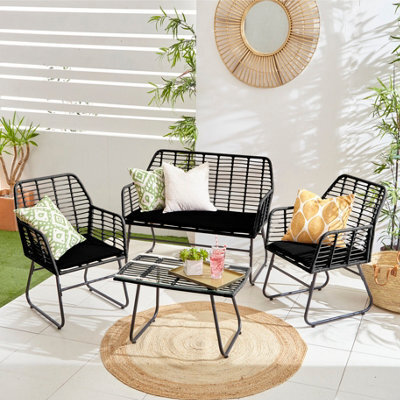 Neo Garden Furniture Patio Wicker Bamboo Style Chair Table Outdoor Rattan Sofa Set 4 Piece - image 1