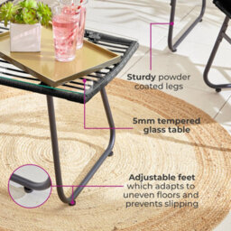 Neo Garden Furniture Patio Wicker Bamboo Style Chair Table Outdoor Rattan Sofa Set 4 Piece - thumbnail 9