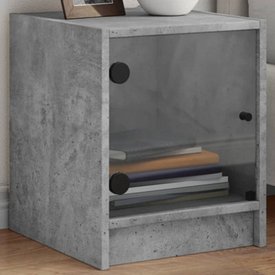 Berkfield Bedside Cabinets With Glass Doors 2 Pcs Concrete Grey 35X37X42 Cm - image 1
