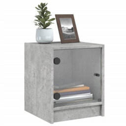 Berkfield Bedside Cabinets With Glass Doors 2 Pcs Concrete Grey 35X37X42 Cm - thumbnail 4