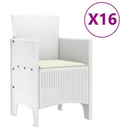 Berkfield Garden Dining Set 17 Pcs White Polt Rattan - thumbnail 5