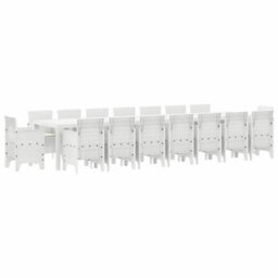 Berkfield Garden Dining Set 17 Pcs White Polt Rattan - thumbnail 2