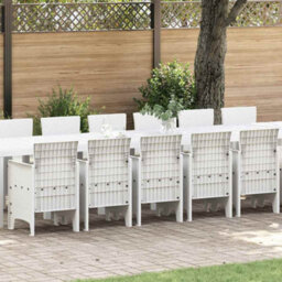 Berkfield Garden Dining Set 17 Pcs White Polt Rattan - thumbnail 1