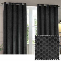 Paoletti Neptune Fully Lined Velvet Eyelet Curtain Pair, Charcoal, (W) 168 X (D) 229Cm