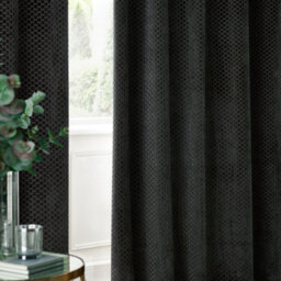 Paoletti Neptune Fully Lined Velvet Eyelet Curtain Pair, Charcoal, (W) 168 X (D) 229Cm - thumbnail 5