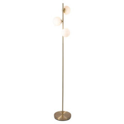 First Choice Lighting Satin Brass Floor Lamp With Opal Globe Shades - thumbnail 3
