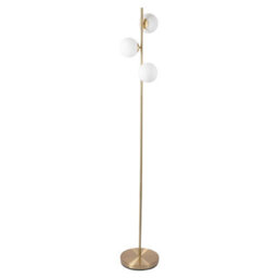 First Choice Lighting Satin Brass Floor Lamp With Opal Globe Shades - thumbnail 2