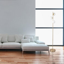 First Choice Lighting Satin Brass Floor Lamp With Opal Globe Shades - thumbnail 8