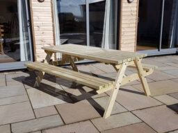 Arbor Garden Solutions Fortem Pub Style Picnic Table Benches Set (8Ft, Natural Finish) - thumbnail 4