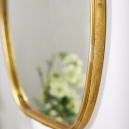 Dibor Contemporary Decorative Hallway, Bedroom, Bathroom Gold Curved Wall Mirror - thumbnail 4