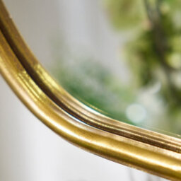 Dibor Contemporary Decorative Hallway, Bedroom, Bathroom Gold Curved Wall Mirror - thumbnail 5