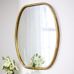 Dibor Contemporary Decorative Hallway, Bedroom, Bathroom Gold Curved Wall Mirror - thumbnail 3