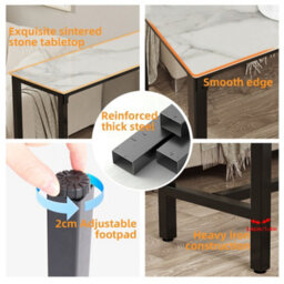 Fativo L120X W40X H105Cm Sintered Stone Marble Kitchen Table Bar Table Pub Dining High Table Breakfast Table, White - thumbnail 3
