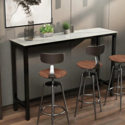 Fativo L120X W40X H105Cm Sintered Stone Marble Kitchen Table Bar Table Pub Dining High Table Breakfast Table, White - thumbnail 7
