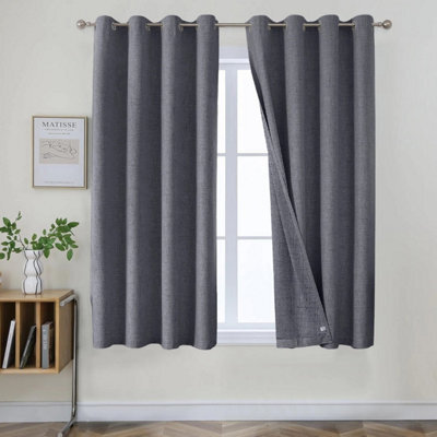 Ameha Grey 100%blackout Curtain,noise Reducing Plain Linen Soft Texture Insulated Modern Window Treatment 46''x54'' Curtain Pair - image 1