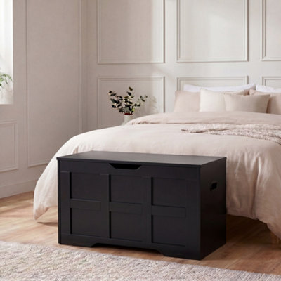 Lassic Vida Designs Small Ottoman Storage Box, Lift-Up Storage Chest For Bedroom Hallway Living Room, Black - image 1