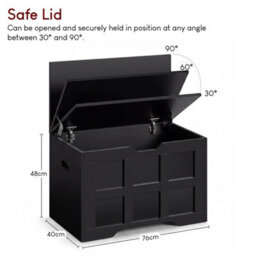 Lassic Vida Designs Small Ottoman Storage Box, Lift-Up Storage Chest For Bedroom Hallway Living Room, Black - thumbnail 4