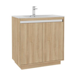 Royal Bathrooms Orion 800mm Natural Oak 2 Door Floor Standing Bathroom Vanity Unit With Carrara White Basin & Chrome Accent Trim - thumbnail 7