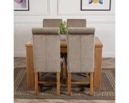 That's Furniture Dakota 127 X 82 Cm Chunky Oak Small Dining Table And 4 Chairs Dining Set With Washington Grey Fabric Chairs - thumbnail 2