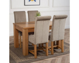 That's Furniture Dakota 127 X 82 Cm Chunky Oak Small Dining Table And 4 Chairs Dining Set With Washington Grey Fabric Chairs - thumbnail 3