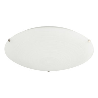 Happy Homewares Frosted White Flush 30Cm Glass Ceiling Light Fitting With Soft Swirl Decoration - image 1