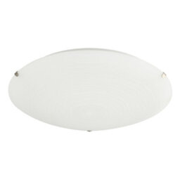 Happy Homewares Frosted White Flush 30Cm Glass Ceiling Light Fitting With Soft Swirl Decoration - thumbnail 1