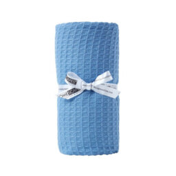 Homescapes Organic Cotton Waffle Baby Blanket Blue, 125 X 150 Cm - thumbnail 1