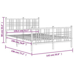 Berkfield Metal Bed Frame Without Mattress With Footboard White 137X190Cm - thumbnail 8